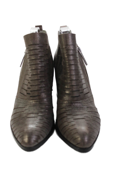 Donald J Pliner Womens Leather Lasercut Elton Ankle Boots Grey Size 9.5 Medium