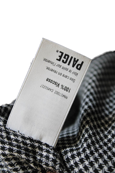 Paige Women Basic Black Check V-Neck Long Sleeve Blouse Pullover Size XS