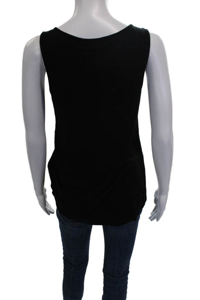 Calvin Klein Womens Basic Black Striped V-Neck Rayon Tank Sleeveless Size XS
