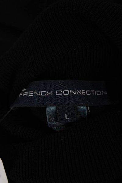 French Connection Womens Black Viscose Turtleneck Pullover Sweater Size L