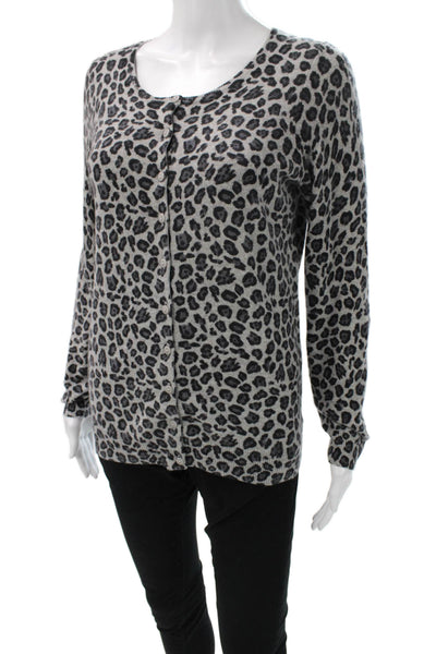 C by Bloomingdales Women Cashmere Cardigan Gray Animal Print Size M