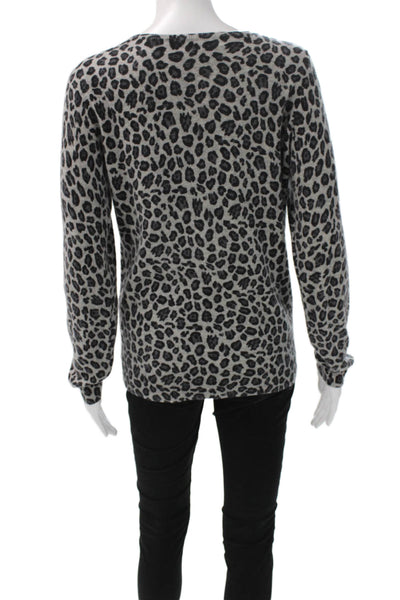 C by Bloomingdales Women Cashmere Cardigan Gray Animal Print Size M
