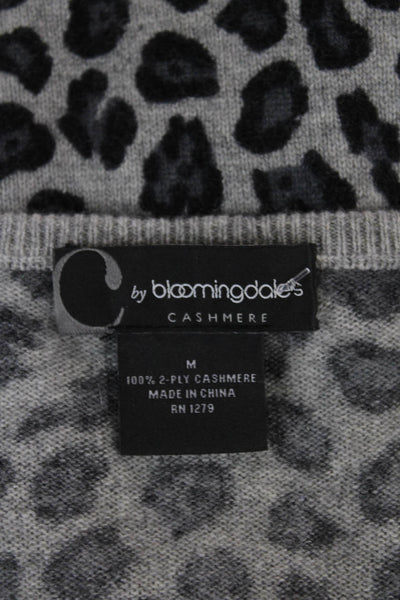 C by Bloomingdales Women Cashmere Cardigan Gray Animal Print Size M