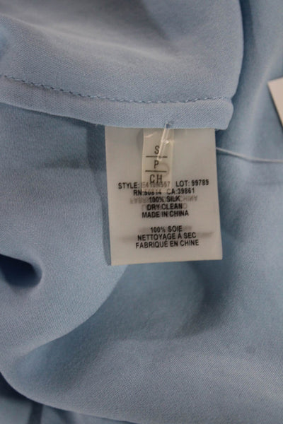 Elie Tahari Womens Silk Tunic Blouse Blue 3/4 Sleeve Round Neck Size S