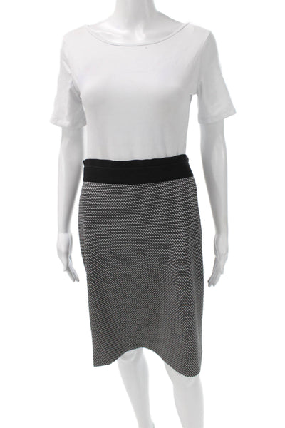 BCBGMAXAZRIA Womens Straight Pencil Skirt Black Geometric Knee Size M
