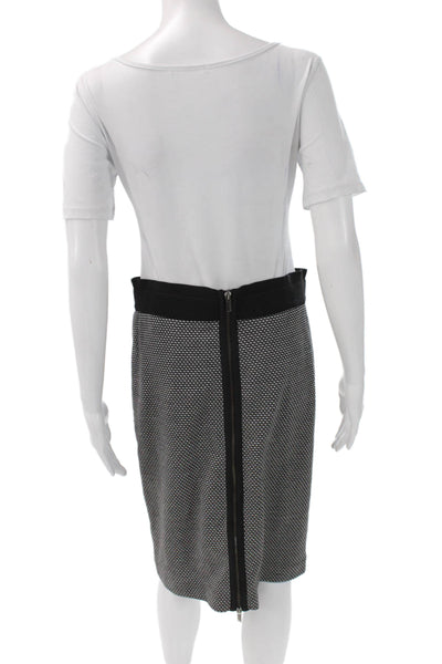 BCBGMAXAZRIA Womens Straight Pencil Skirt Black Geometric Knee Size M