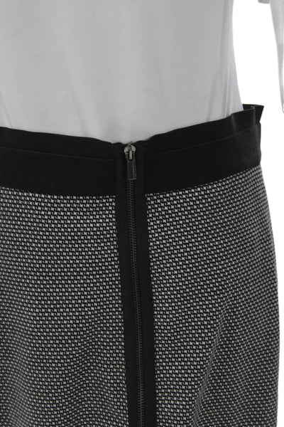 BCBGMAXAZRIA Womens Straight Pencil Skirt Black Geometric Knee Size M