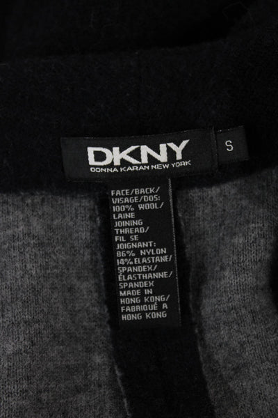DKNY Women Blue Wool Jacket 3/4 Sleeve Snap Closure Size S