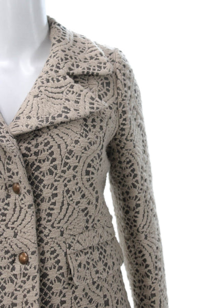 Joseph Womens Blazer Beige Geometric Acrylic Button Long Sleeve Fall Size 40