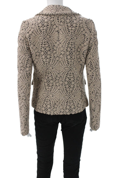 Joseph Womens Blazer Beige Geometric Acrylic Button Long Sleeve Fall Size 40