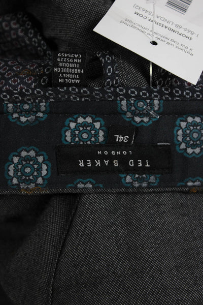 Ted Baker London Mens Dress Pants Gray Cotton Button Size 34