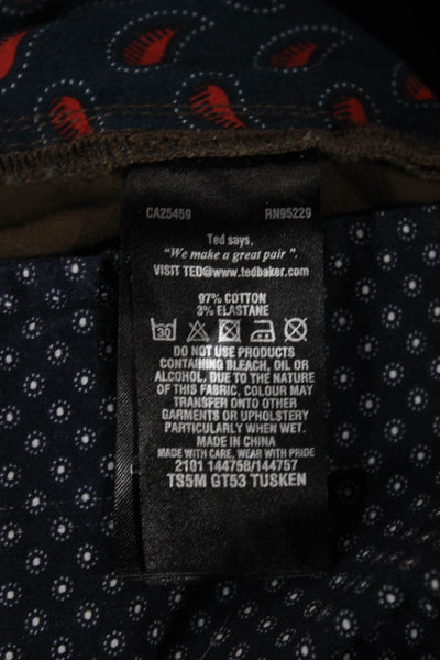 Ted Baker London Mens Brown Chino Pants Cotton Button Closure Size 34