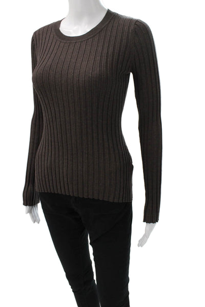 Quince Womens Pullover Sweater Brown Crew Neck Long Sleeve Cotton Size S