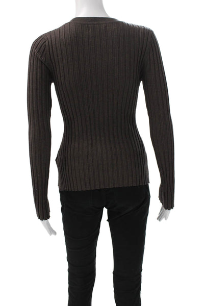 Quince Womens Pullover Sweater Brown Crew Neck Long Sleeve Cotton Size S