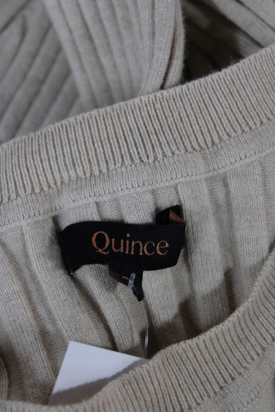 Quince Womens Striped Organic Cotton Crewneck Pullover Beige Size S