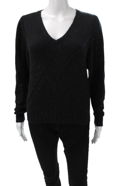 D. Exterior Womens Pullover Alpaca V-Neck Long Sleeve Black Size XS