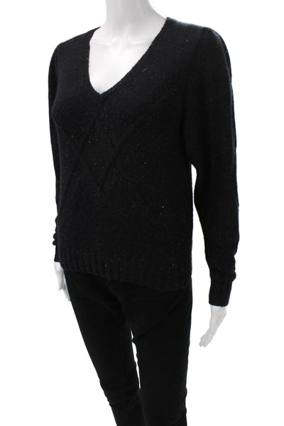 D. Exterior Womens Pullover Alpaca V-Neck Long Sleeve Black Size XS