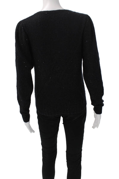 D. Exterior Womens Pullover Alpaca V-Neck Long Sleeve Black Size XS