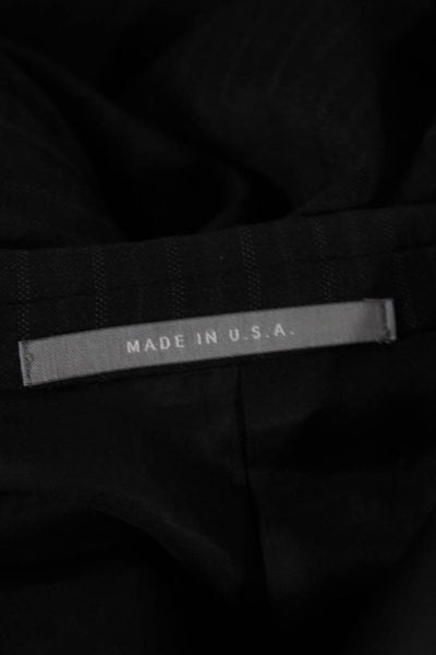 Hickey Freeman Mens Striped Worsted Wool Blazer Gray Button Size 44