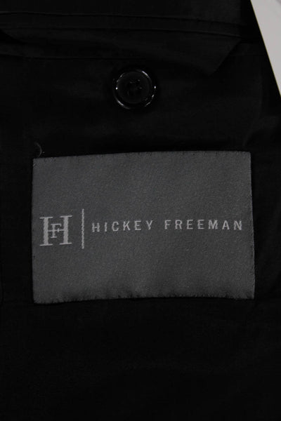 Hickey Freeman Mens Striped Worsted Wool Blazer Gray Button Size 44