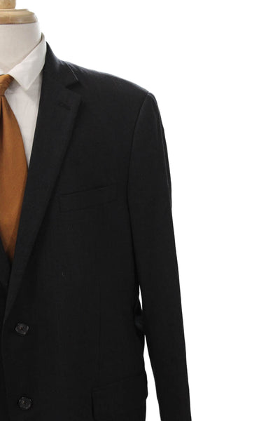Hart Schaffner Marx Mens Blazer Gray Worsted Wool Button Big & Tall Size 48