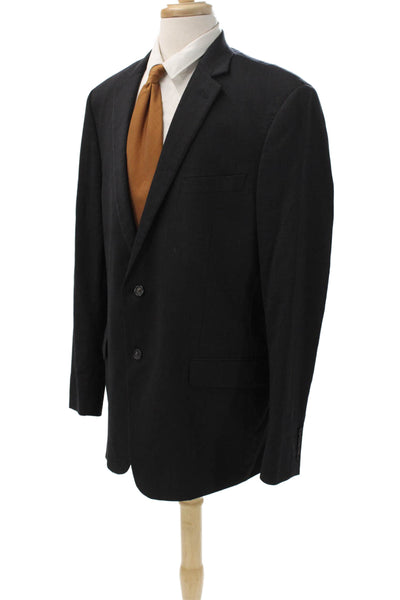 Hart Schaffner Marx Mens Blazer Gray Worsted Wool Button Big & Tall Size 48