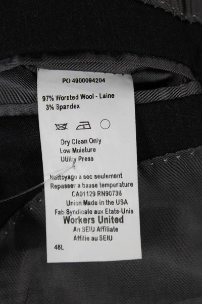 Hart Schaffner Marx Mens Blazer Gray Worsted Wool Button Big & Tall Size 48