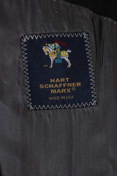 Hart Schaffner Marx Mens Blazer Gray Worsted Wool Button Big & Tall Size 48