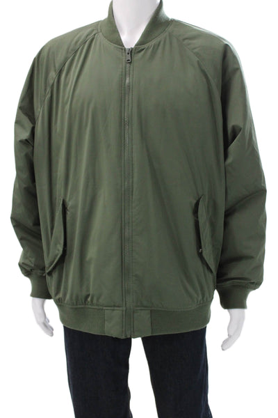 Levi Strauss & Co Mens Bomber Jacket Green Polyester Zip Size XL