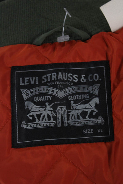 Levi Strauss & Co Mens Bomber Jacket Green Polyester Zip Size XL