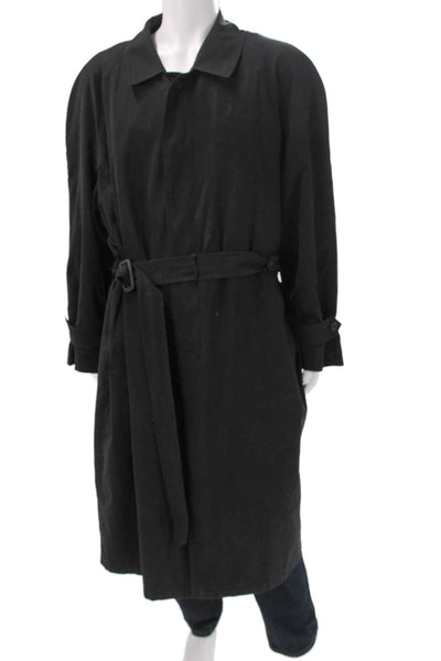 Bill Blass Men Black Trench Coat 80% Acrylic Size 44