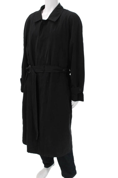 Bill Blass Men Black Trench Coat 80% Acrylic Size 44