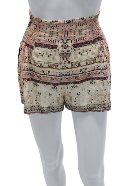 Camilla Womens Paperbag Multicolor Geometric Polyester Blend Shorts Size S