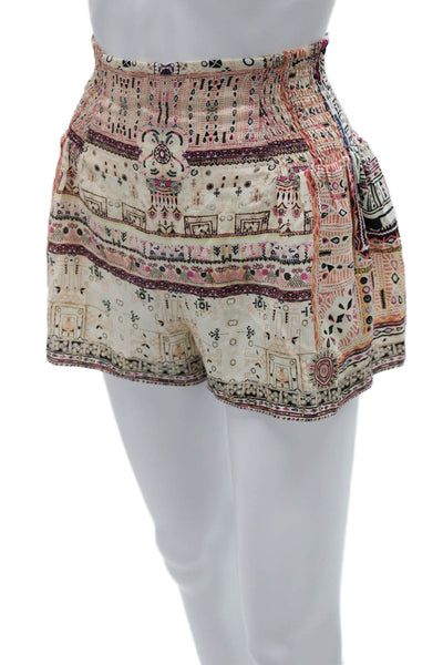 Camilla Womens Paperbag Multicolor Geometric Polyester Blend Shorts Size S