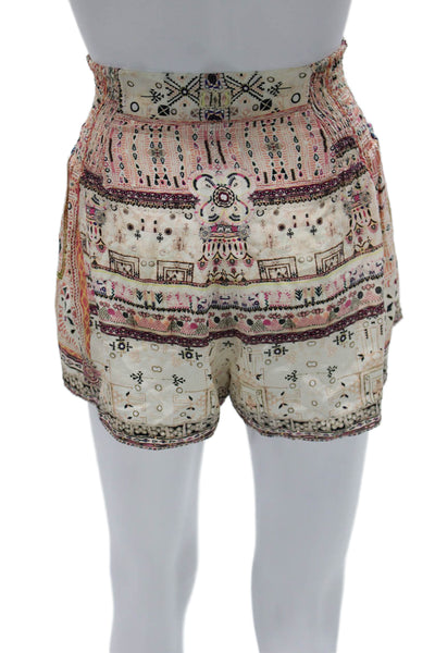 Camilla Womens Paperbag Multicolor Geometric Polyester Blend Shorts Size S