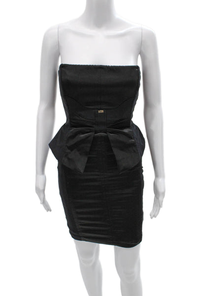 Elisabetta Franchi Women Bodycon Dress Black Square Neck Sleeveless Size 40
