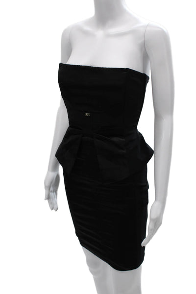 Elisabetta Franchi Women Bodycon Dress Black Square Neck Sleeveless Size 40