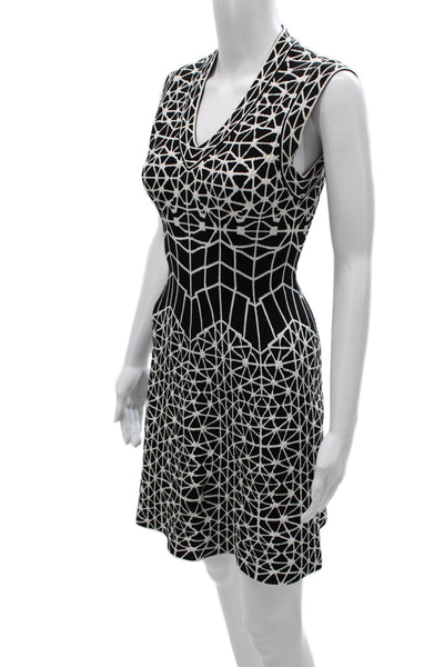 Alaia Womens Bodycon Black V-Neck Sleeveless Viscose Knee Length Dress Size 38