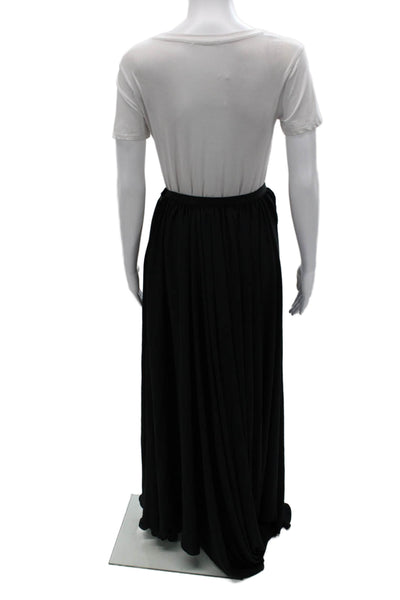 Lanvin Womens Maxi Skirt Black Polyester Zip Size 40