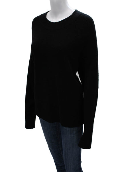 Athleta Women Wool Crew Pullover Sweater Black Size L