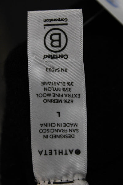 Athleta Women Wool Crew Pullover Sweater Black Size L