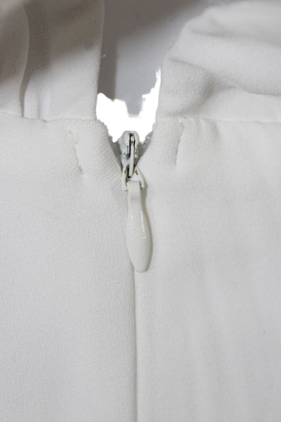 Zara Womens Mini One-Piece Cowl Neck Short Sleeve White Zip Polyester Size L