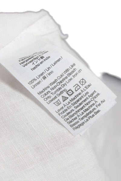 J Crew Women Linen Collared Button Up Long Sleeve White Basic Top Size 0