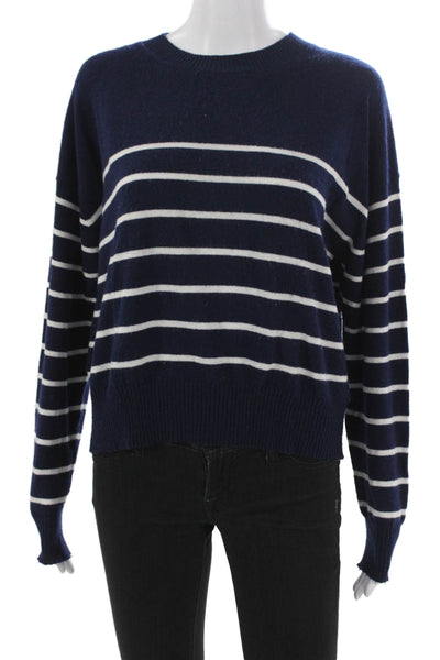 Z Supply Women Pullover Sweater Blue Striped Crew Neck Long Sleeve Size M