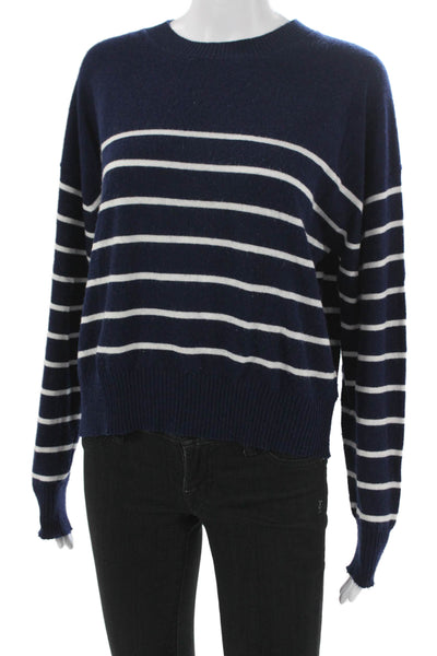 Z Supply Women Pullover Sweater Blue Striped Crew Neck Long Sleeve Size M