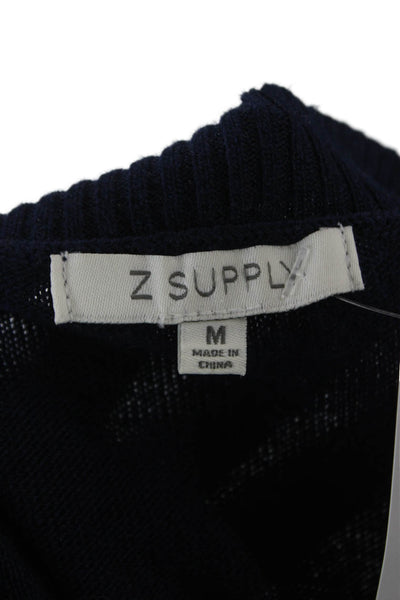 Z Supply Women Pullover Sweater Blue Striped Crew Neck Long Sleeve Size M