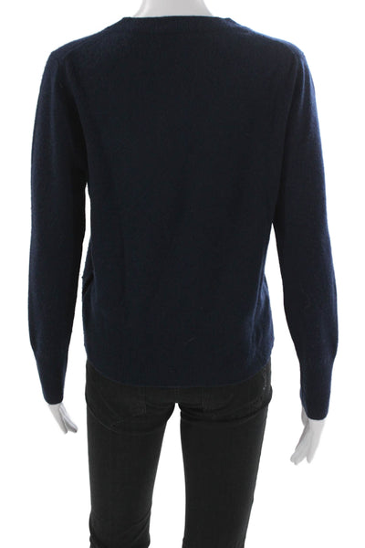J Crew Womens Blue Cashmere Pullover Sweater Crew Neck Long Sleeve Size 36