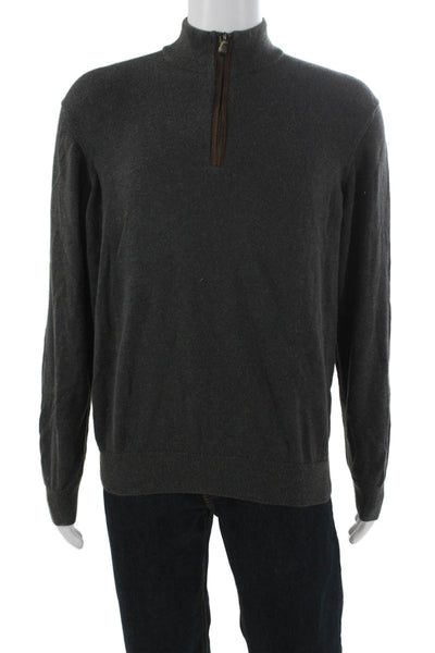Vineyard Vines Mens Pullover Sweater Gray Pima Cotton Mock Neck Size M
