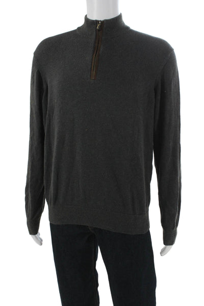 Vineyard Vines Mens Pullover Sweater Gray Pima Cotton Mock Neck Size M