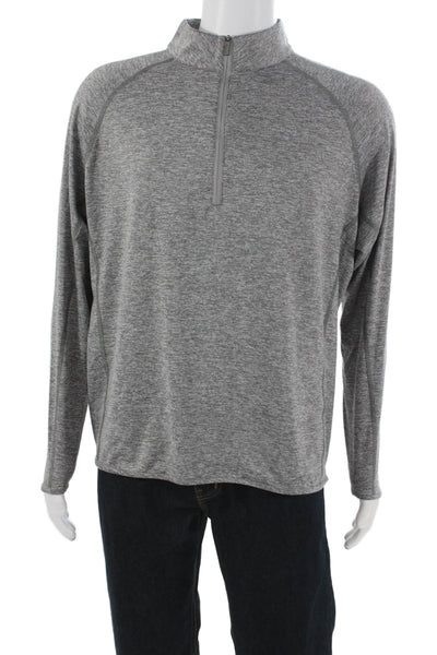 Peter Millar Mens Pullover Gray Mock Neck Zip Long Sleeve Size L